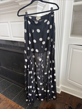 Show Me Your MuMu Black Maxi Skirt with White Polka Dots